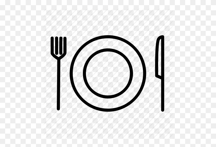 512x512 Dish, Food, Fork, Knife, Meal, Plate, Restaurant Icon - Fork Knife Clipart