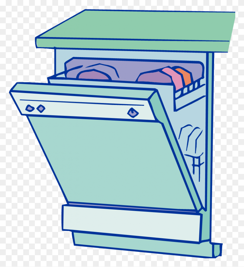 812x897 Посуда В Посудомоечной Машине Картинки - Грязная Посуда Клипарт