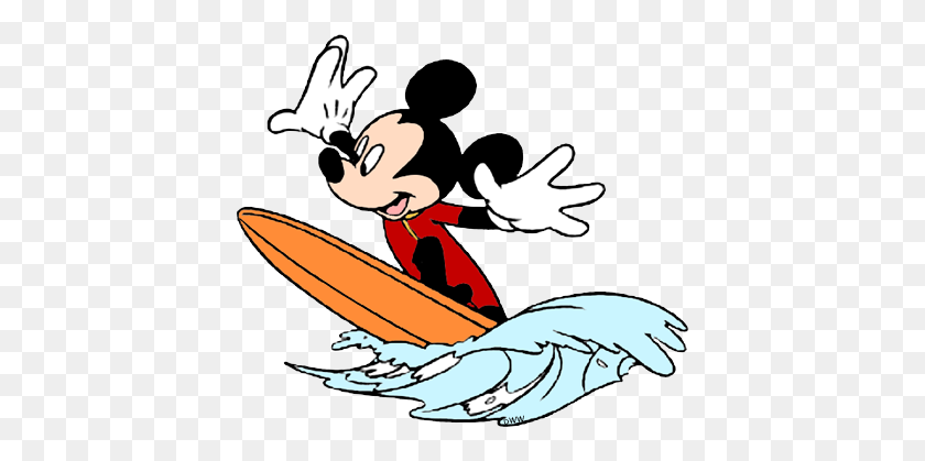 413x359 Disney Mickey Mouse Clip Art Image - Surfing PNG