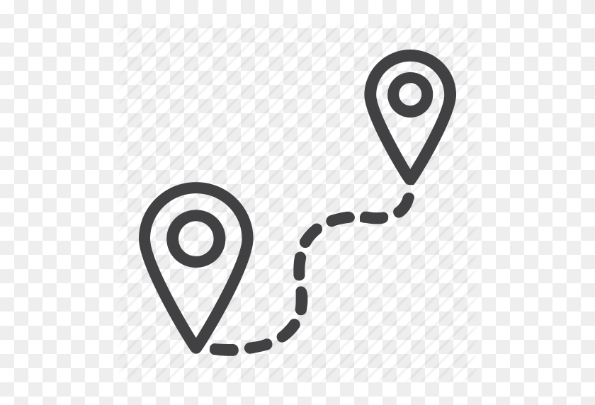 512x512 Distance, Map, Navigation, Pin, Pointer, Route, Travel Icon - Travel Icon PNG