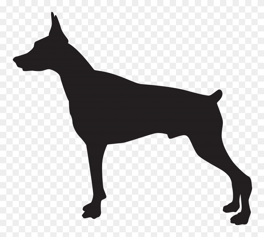 8000x7137 Doberman Dog Silhouette Png Transparent Clip Art Gallery - Year Of The Dog Clipart