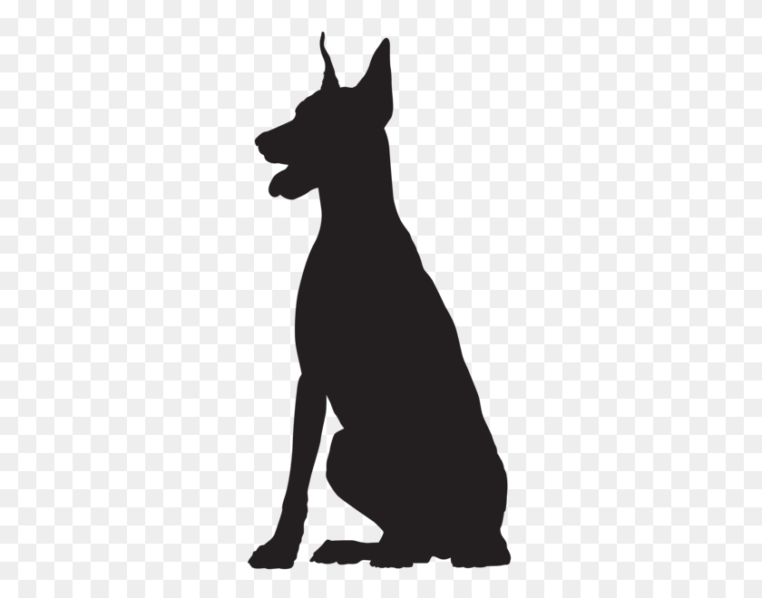 Doberman Silhouette Png Clip Art Image Dog Colouring In Pages - House Silhouette PNG