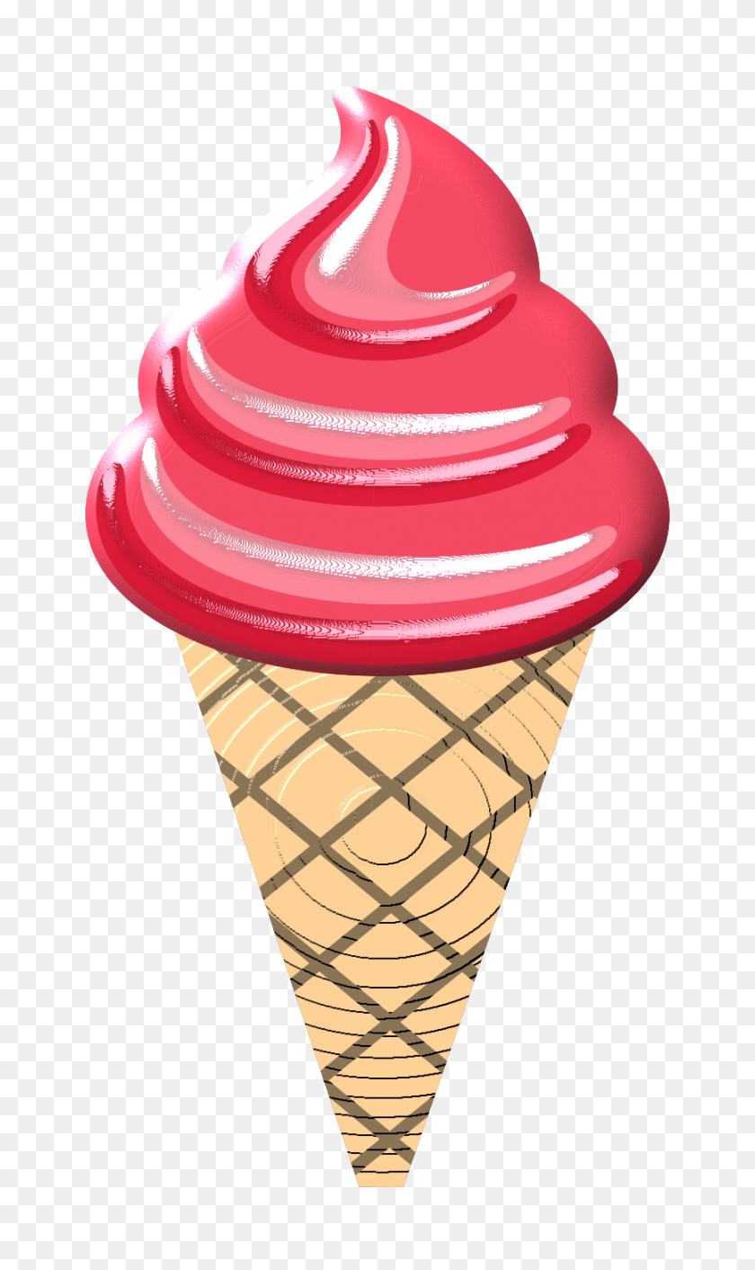 Красное мороженое в рожке