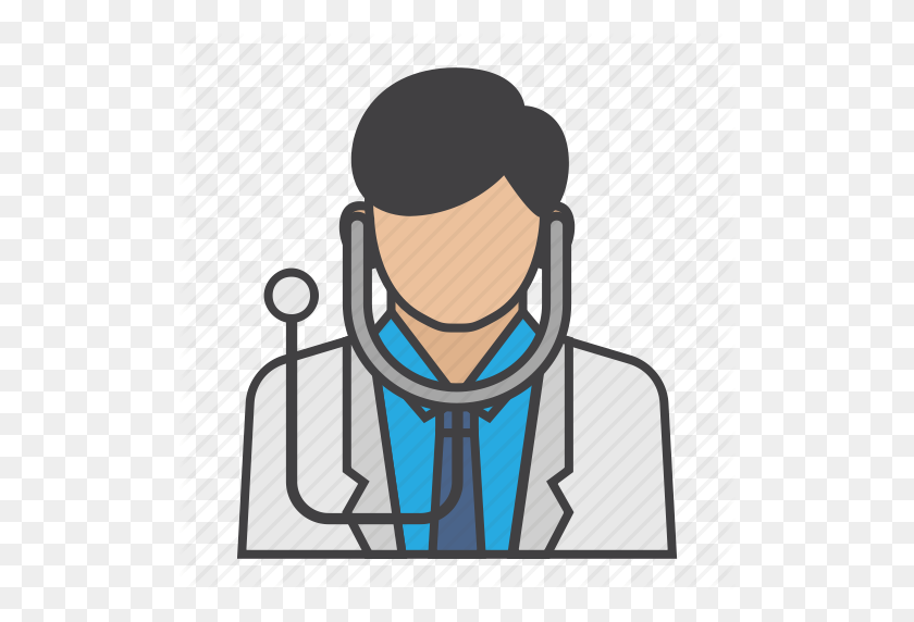 512x512 Médico, Salud, Trabajo, Hombre, Médico, Personas, Estetoscopio Icono - Médico Estetoscopio Clipart