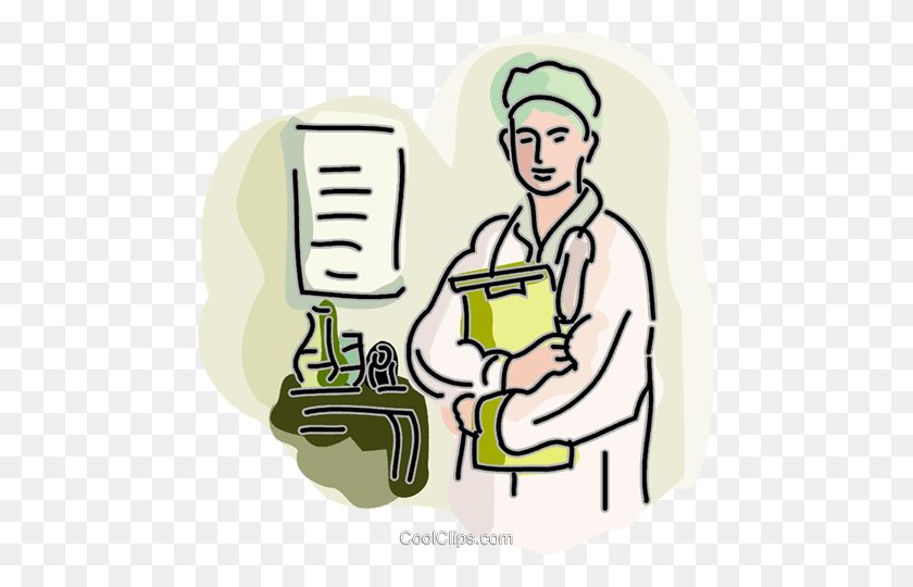 475x480 Doctor Holding Clipboard Royalty Free Vector Clip Art Illustration - Doctor Clipart Free