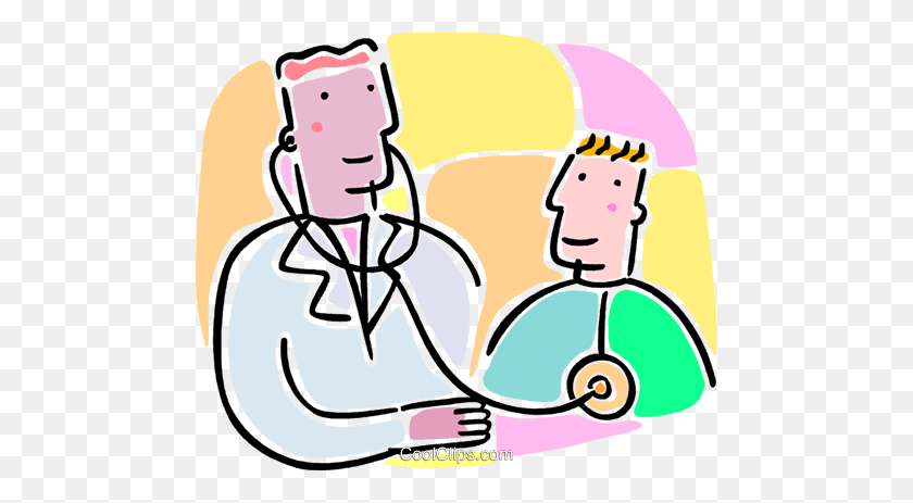 480x403 Doctor Listening To Heart Beat Royalty Free Vector Clip Art - Doctor Clipart Free