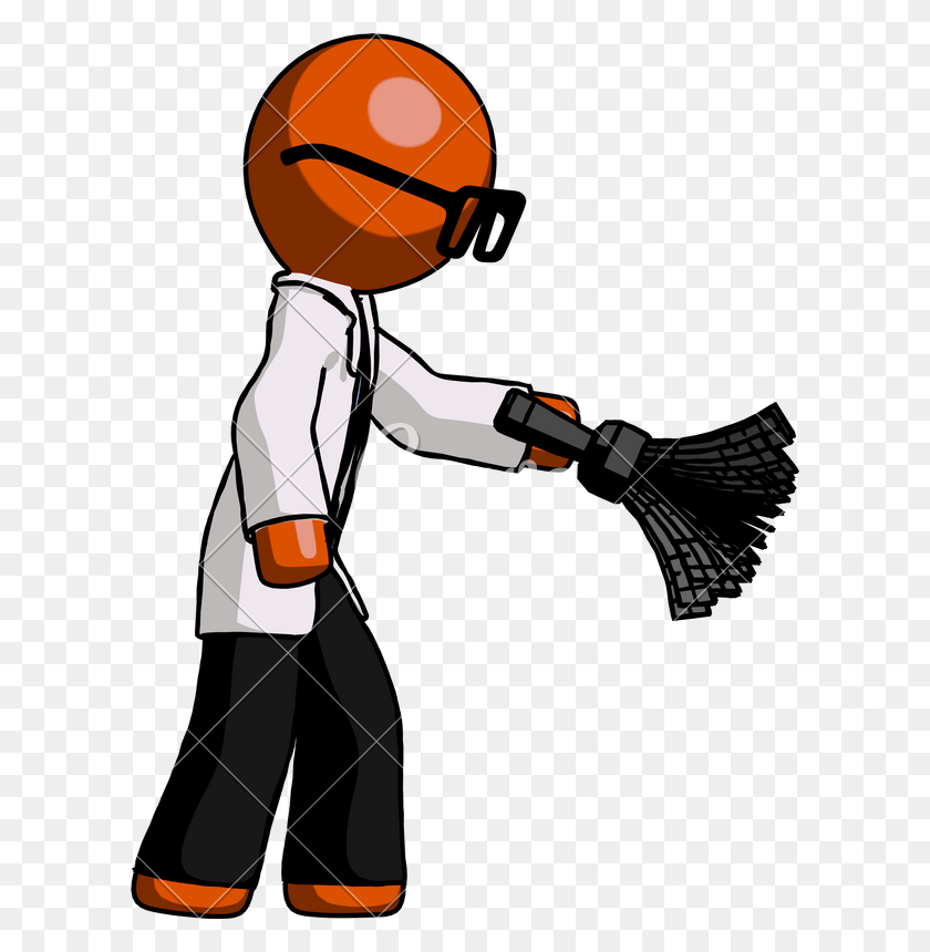 604x800 Doctor Scientist Man Dusting With Feather Duster Downward - Feather Duster Clipart