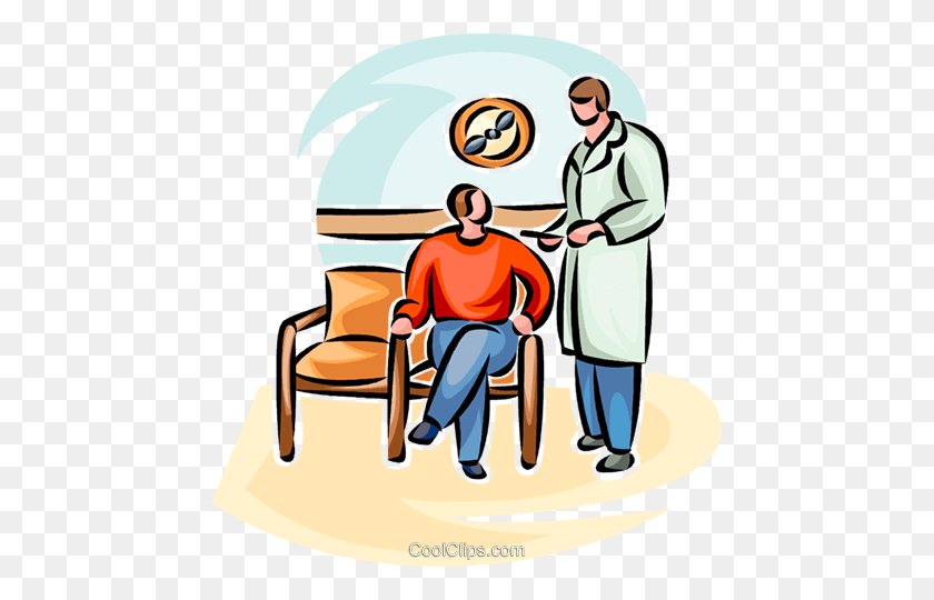 459x480 Doctor Talking To A Patient Royalty Free Vector Clip Art - Waiting Room Clipart