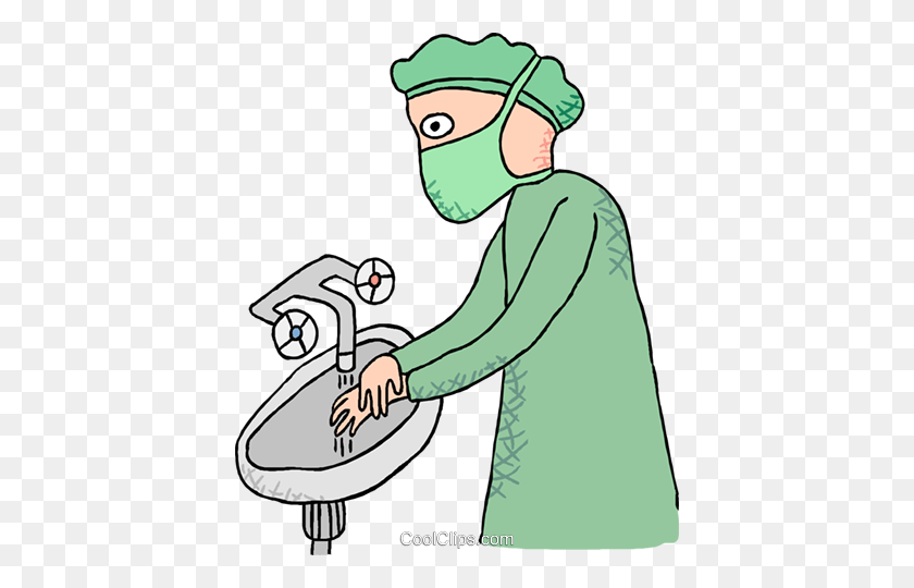 408x480 Doctor Washing Hands Before Surgery Royalty Free Vector Clip Art - Surgery Clipart