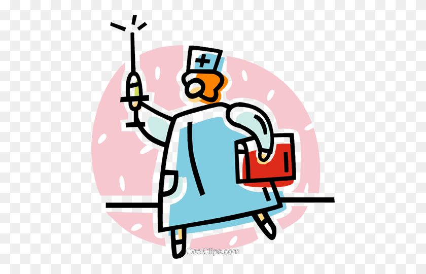 480x480 Doctor Con Una Aguja Royalty Free Vector Clipart Illustration - Needle Clipart