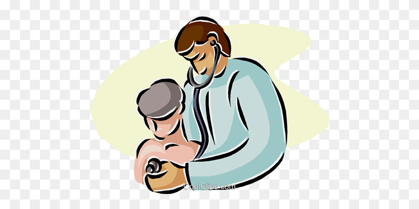 480x359 Doctor With Young Patient Royalty Free Vector Clip Art - Patient Clipart