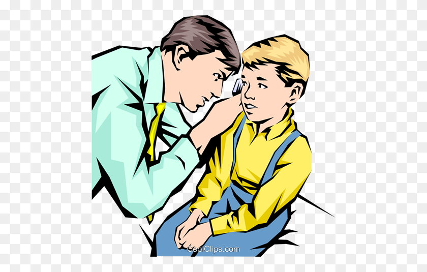 480x475 Doctor With Young Patient Royalty Free Vector Clip Art - Young Man Clipart