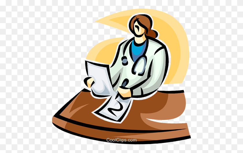 480x470 Doctor Writing A Report Royalty Free Vector Clip Art Illustration - Writing Clipart Free