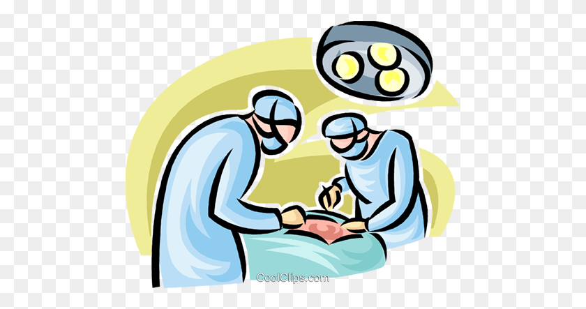 480x383 Doctores En Cirugía Royalty Free Vector Clipart Illustration - Professions Clipart