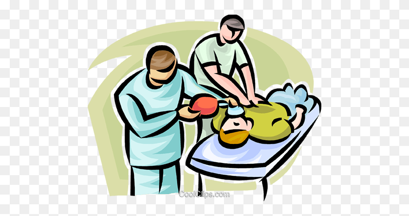 480x384 Doctors Performing Cpr On A Patient Royalty Free Vector Clip Art - Cpr Clipart