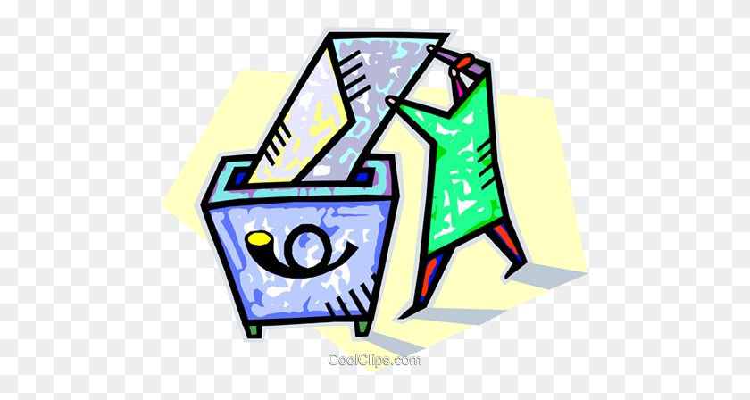 480x388 Document Being Placed In Trash Can Royalty Free Vector Clip Art - Trash Can Clipart Free