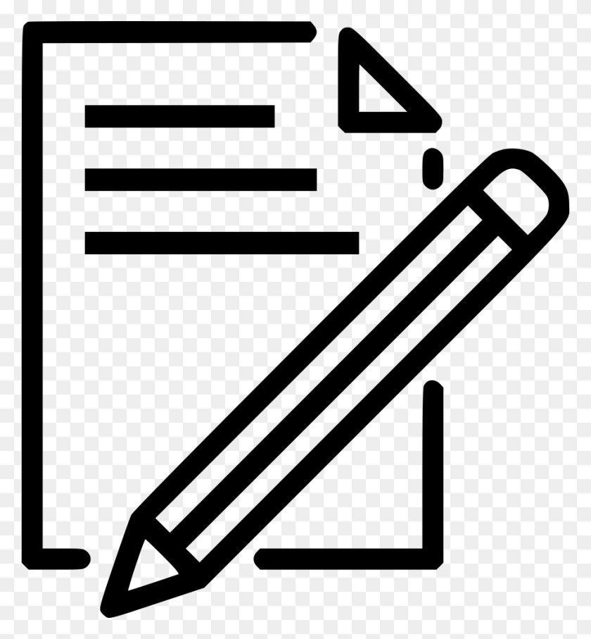 902x980 Document Paper Write Pencil Pen Drawing Png Icon Free Download - Paper Icon PNG
