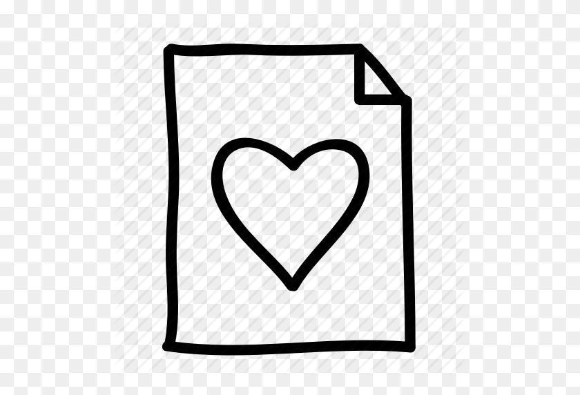 512x512 Documentos, Favoritos, Archivos, Dibujado A Mano, Corazón, Páginas, Icono De Hojas - Clipart De Corazón Dibujado A Mano