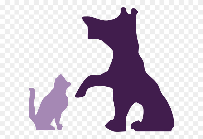 600x515 Dog And Cat Clip Art - Cat And Dog Silhouette Clipart