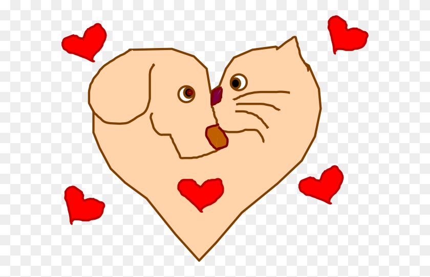 600x482 Dog And Cat Heart Clip Art - Dog Cat Clipart