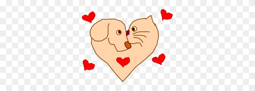 299x240 Dog And Cat Heart Clip Art - Dog Love Clipart