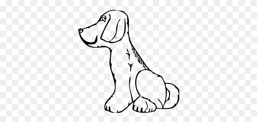 333x338 Dog Clip Art Black And White - White Dog Clipart