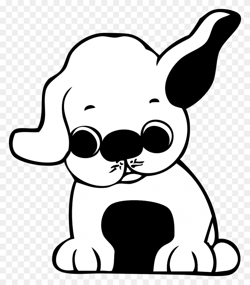 999x1152 Dog Face Clip Art Black And White - Dog Nose Clipart