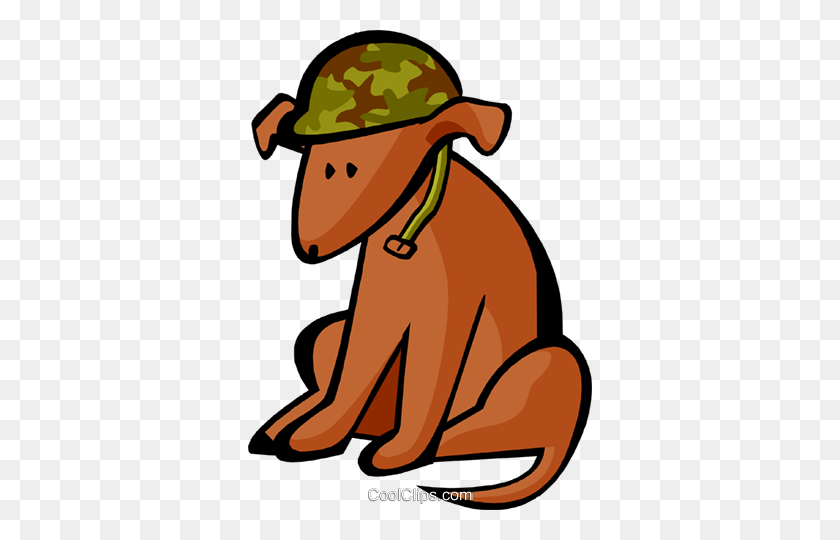 344x480 Собака В Армейском Шлеме Клипарт Клипарт Иллюстрация - Армейский Клипарт