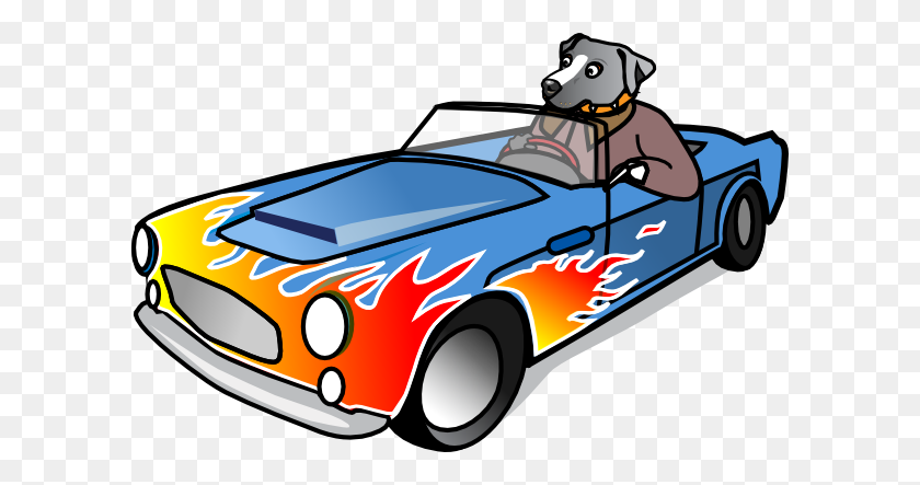 600x383 Dog In Sports Car Clip Art - Vintage Car Clipart