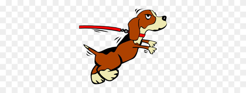 300x260 Dog On Leash Cartoon Clip Art - Puppy Clipart PNG