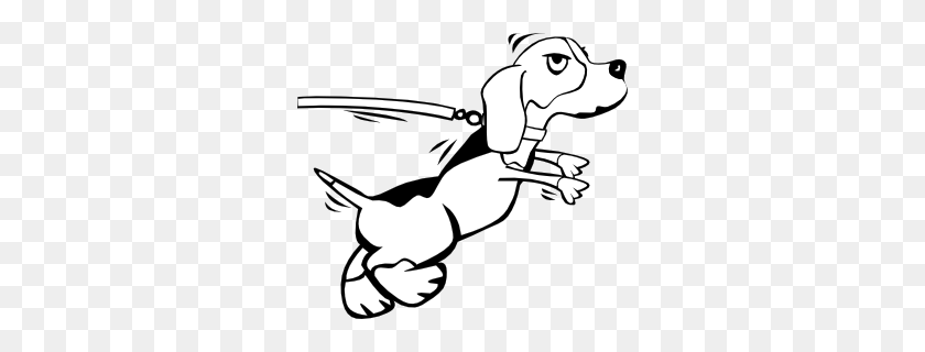 300x260 Dog On Leash Cartoon Clip Art Free Vector - Oyster Clipart Black And White