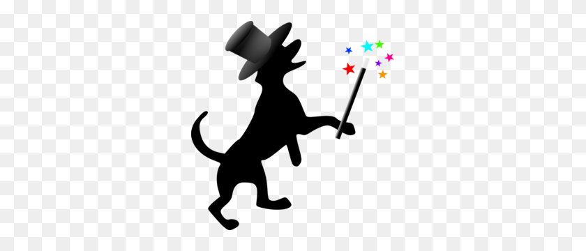 291x300 Dog Silhouette With Hat Wand Clip Art - Cat And The Hat Clipart