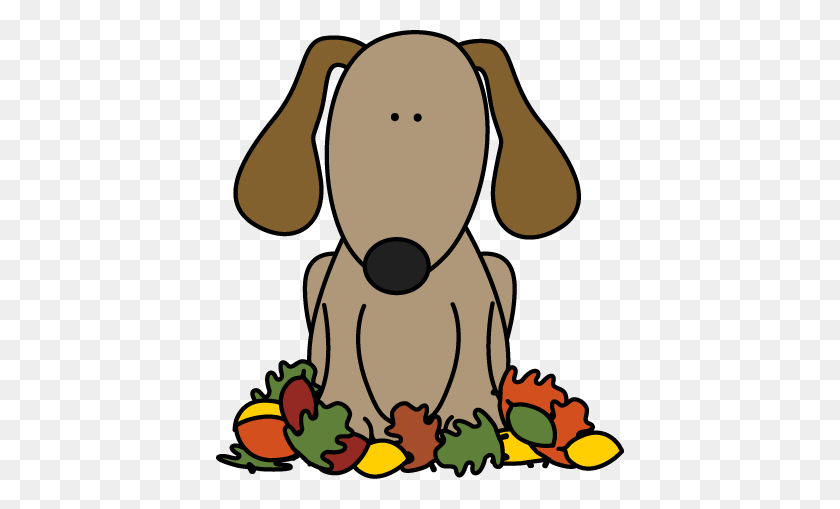 408x449 Dog Sitting In Leaves Clip Art - Dog Reading Clipart