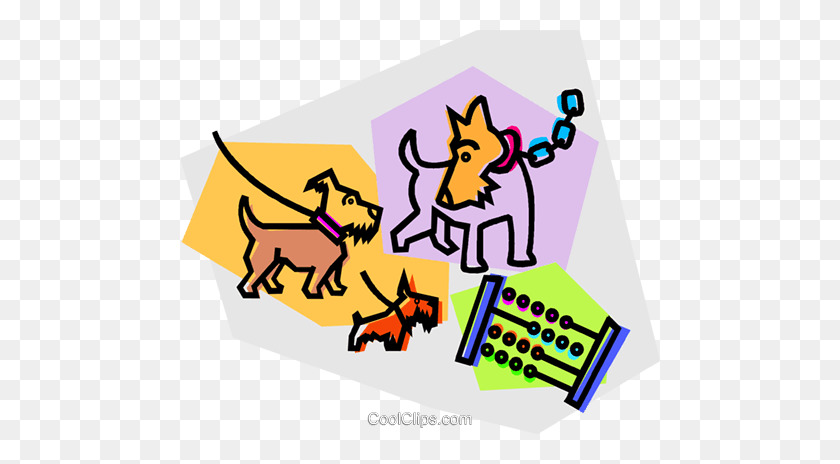 480x404 Dog With An Abacus Royalty Free Vector Clip Art Illustration - Abacus Clipart