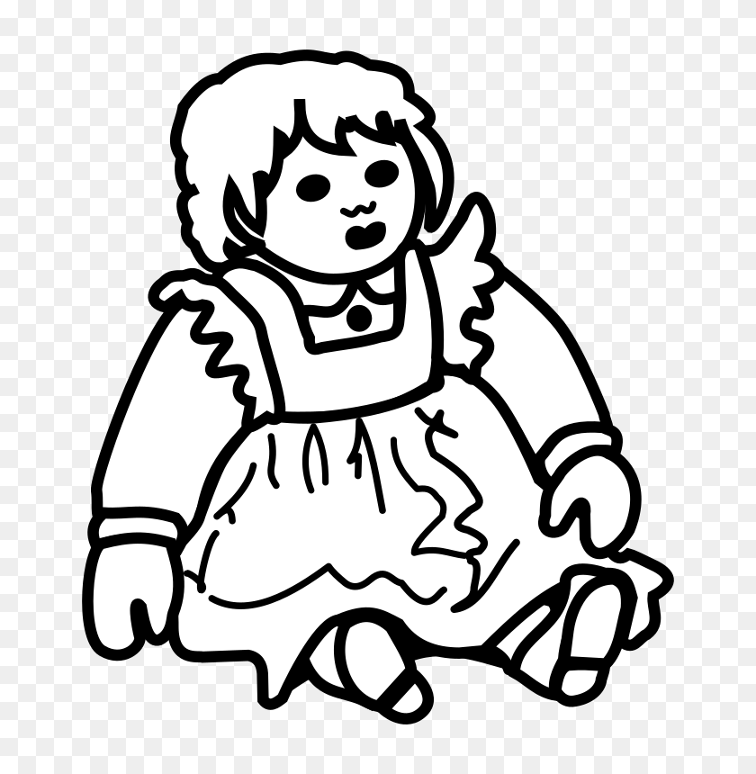 708x800 Doll Clipart Line Art - Doll Clipart Black And White
