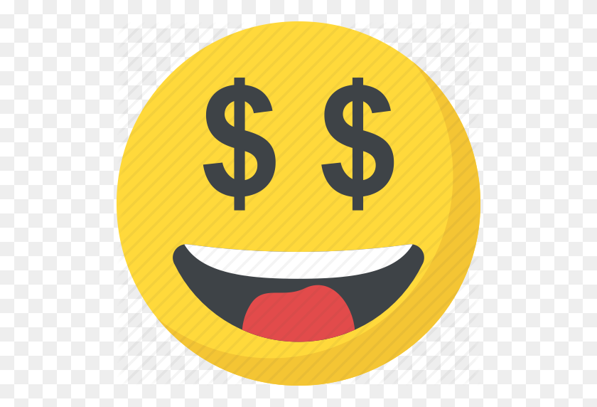 512x512 Emoji Dollar Eyes, Жадный, Счастливое Лицо, Лицо С Деньгами, Богатый Значок - Money Emoji Png