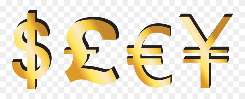 5000x1798 Знаки Доллар Фунт Евро Йена Png Клипарт - Деньги Png