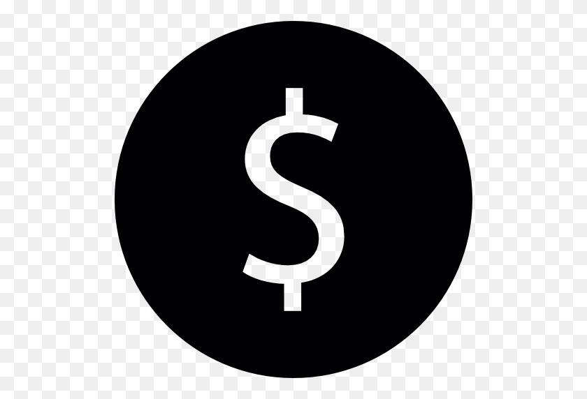 512x512 Знак Доллара Внутри Черного Круга - Знак Доллара Png