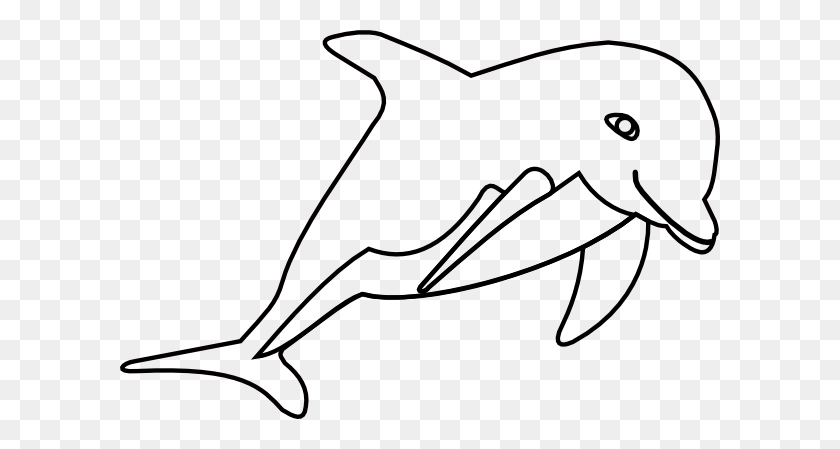 600x389 Дельфин Клипарт Черно-Белый Милый Рисунок Дельфина - Изображения Дельфинов Картинки