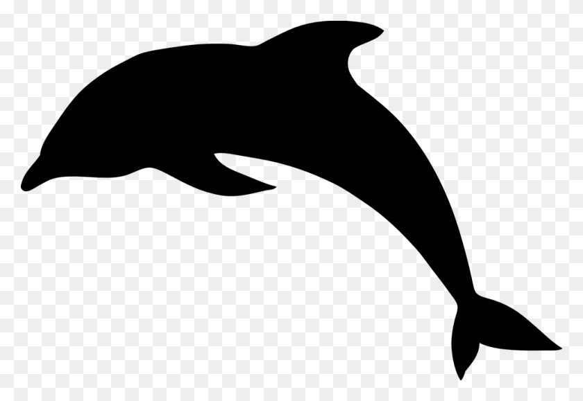 960x639 Дельфин Клипарт Черно-Белый Силуэт Дельфина В Прыжке - Черный И Белый Клипарт Для Прыжков