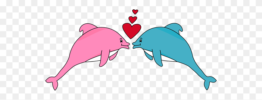 550x261 Дельфины Анимированные - День Святого Валентина Клипарт Анимированные