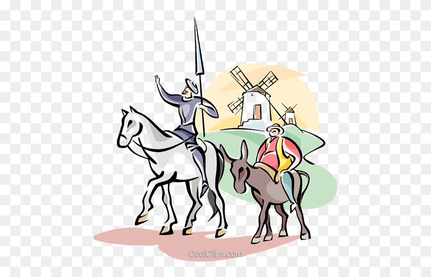 476x480 Don Quijote Y Sancho Panza Royalty Free Vector Clipart - Don Quijote Clipart
