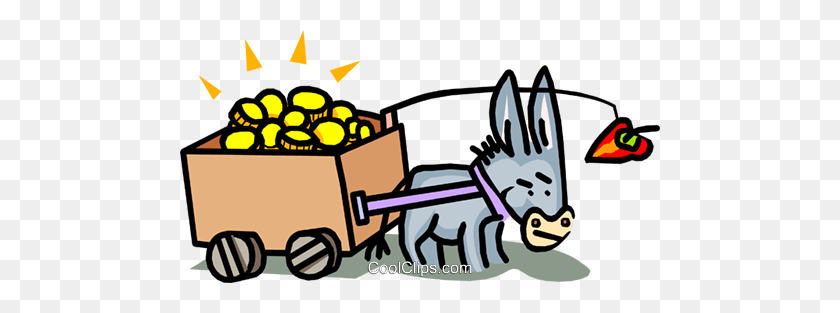 Donkey And Cart Being Lead - Lead Clipart.