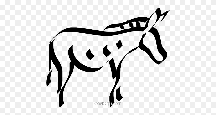 480x389 Donkey Royalty Free Vector Clip Art Illustration - Mule Clipart Black And White
