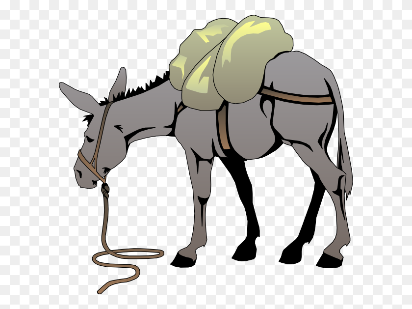 600x569 Donkey With A Load Clip Art - Horse Tail Clipart