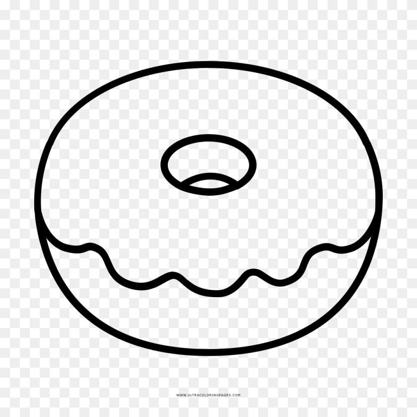 1000x1000 Donut Coloring Page - Donut Clipart Black And White
