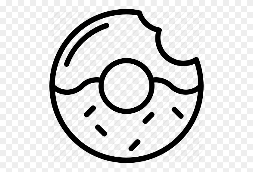 512x512 Пончик, Пончик, Данкин Пончик, Глазированный Пончик, Значок Krispy Kreme - Пончик Клипарт Черно-Белые