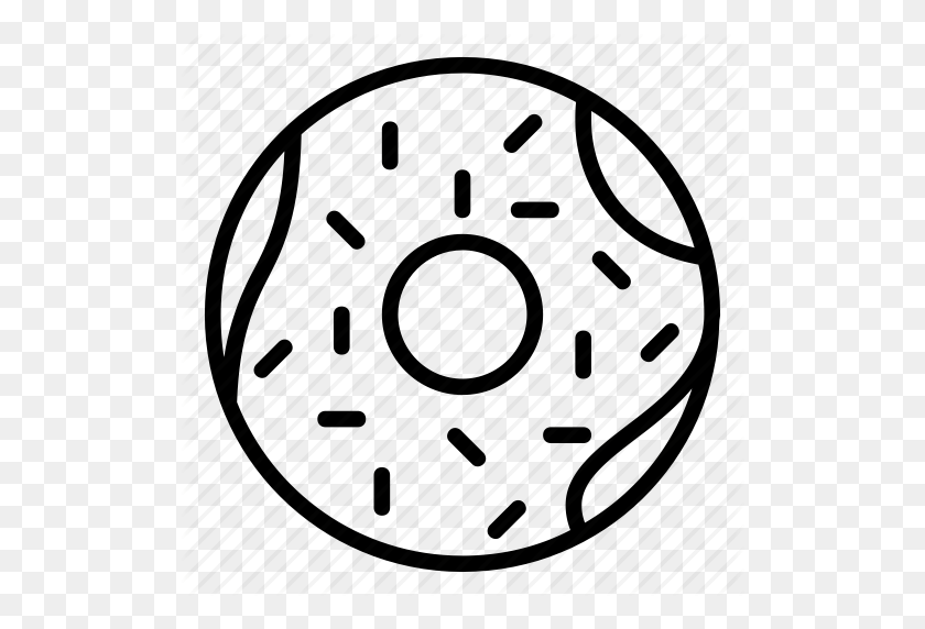 512x512 Donut, Sweet, Topping Icon - Donut Clip Art Black And White