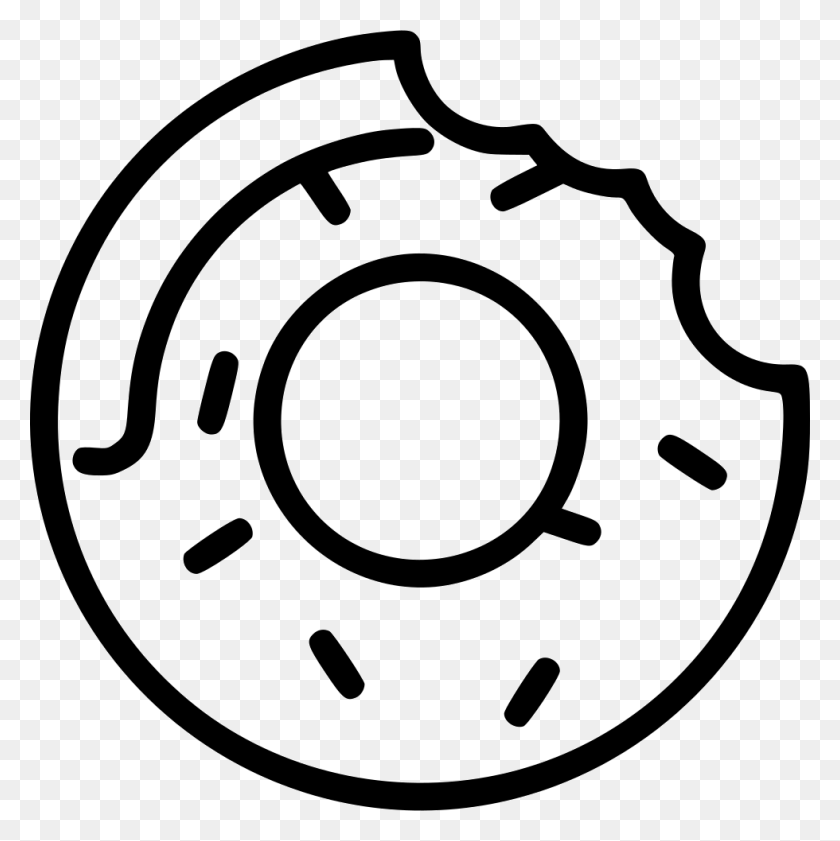 980x982 Donut Treat Sugar Confectionery Png Icon Free Download - Donut Clipart Black And White