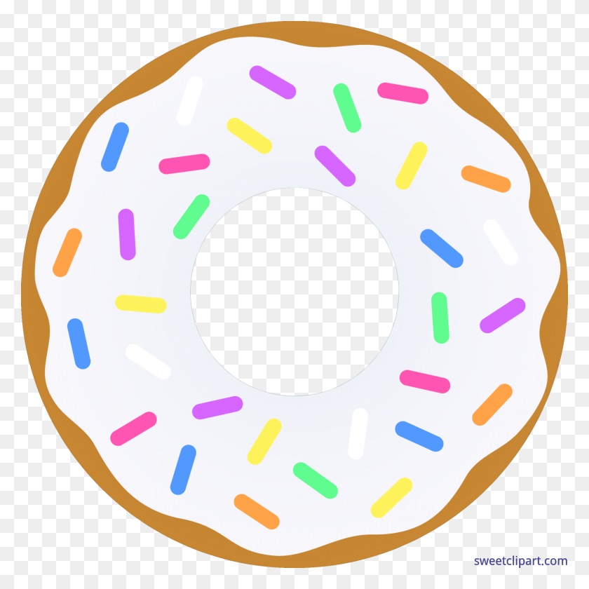 Donut Vanilla Sprinkles Clip Art - Sprinkle Donut Clipart
